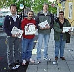 Aktive aksjonister, fv. Alf Gunnar vrebø, Truls Jacobsen, Bård Henriksen og Bjørg Ljungberg. Foto: Victor Skimmeland.